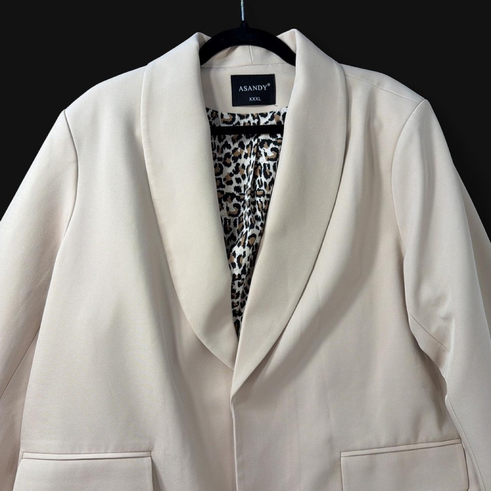 ASANDY Cream Leopard Cuff Blazer – Size XXXL - Picture 3 of 6